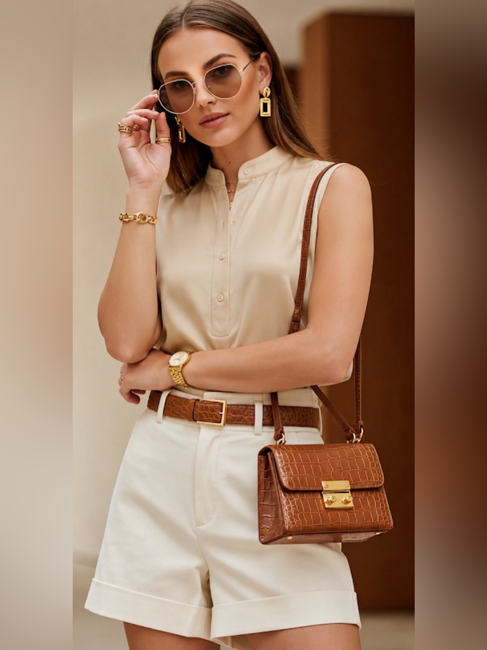 Champagne color sleeveless top